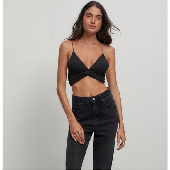 Urban Outfitters Crop Top Black Twist-Front Bralette Style | Women’s Size Medium - Picture 1 of 7